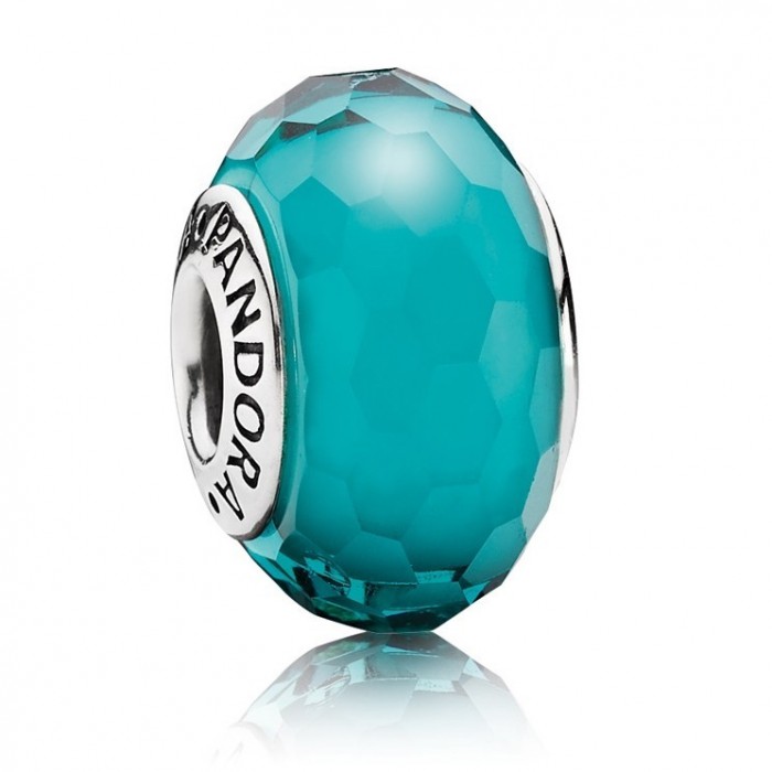 Pandora Beads Dazzling Murano Glass Teal Faceted Charm Jewelry