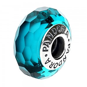 Pandora Beads Dazzling Murano Glass Teal Faceted Charm Jewelry