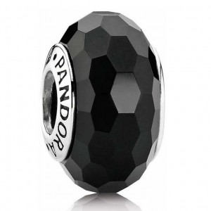 Pandora Beads Murano Glass Black Faceted Charm Jewelry