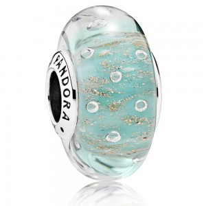 Pandora Beads Murano Glass Mint Glitter Charm Jewelry