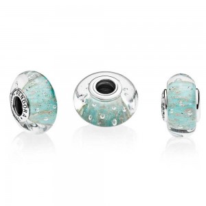 Pandora Beads Murano Glass Mint Glitter Charm Jewelry