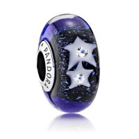 Pandora Beads Murano Glass Night Sky Moon and Stars Charm Jewelry Pandora Beads Murano Glass Night Sky Moon and Stars Charm Jewelry