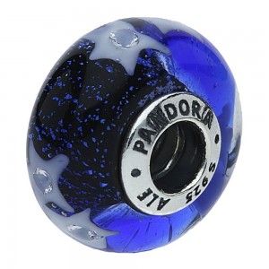 Pandora Beads Murano Glass Night Sky Moon and Stars Charm Jewelry