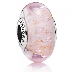 Pandora Beads Murano Glass Pink Glitter Charm Jewelry