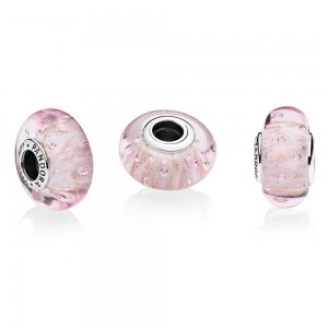 Pandora Beads Murano Glass Pink Glitter Charm Jewelry