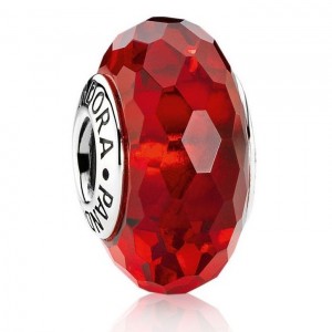 Pandora Beads Murano Glass Red Faceted Charm Jewelry