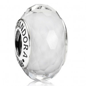 Pandora Beads Murano Glass White Facted Charm Jewelry