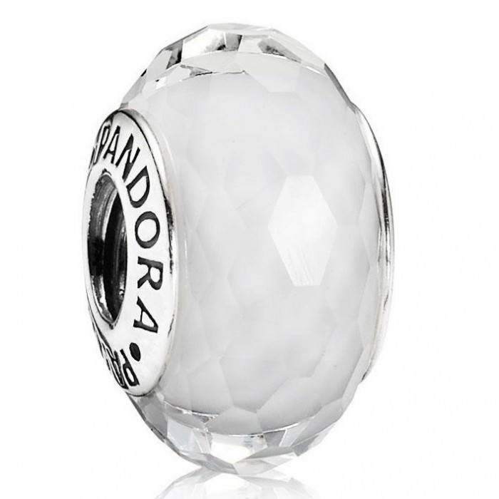 Pandora Beads Murano Glass White Facted Charm Jewelry