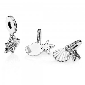 Pandora Charm Tropical Starfish And Seashell Dropper Summer Jewelry