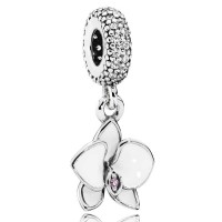 Pandora Charm White Orchid Dropper Floral Jewelry Pandora Charm White Orchid Dropper Floral Jewelry