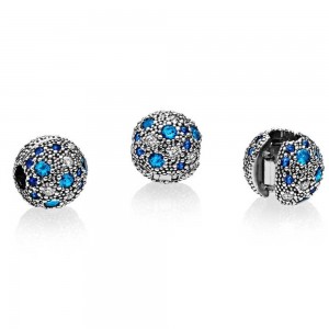 Pandora Clips Blue Cosmic Stars Sterling Silver Jewelry