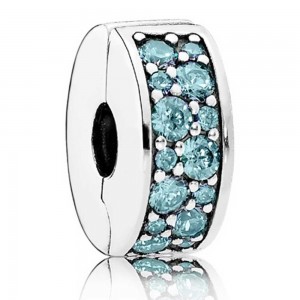 Pandora Clips Oceanic Teal Shining Elegance Cubic Zirconia Jewelry