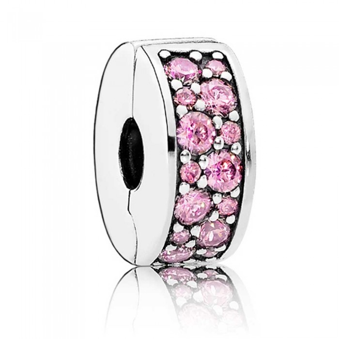 Pandora Clips Pink Shining Elegance Cubic Zirconia Jewelry