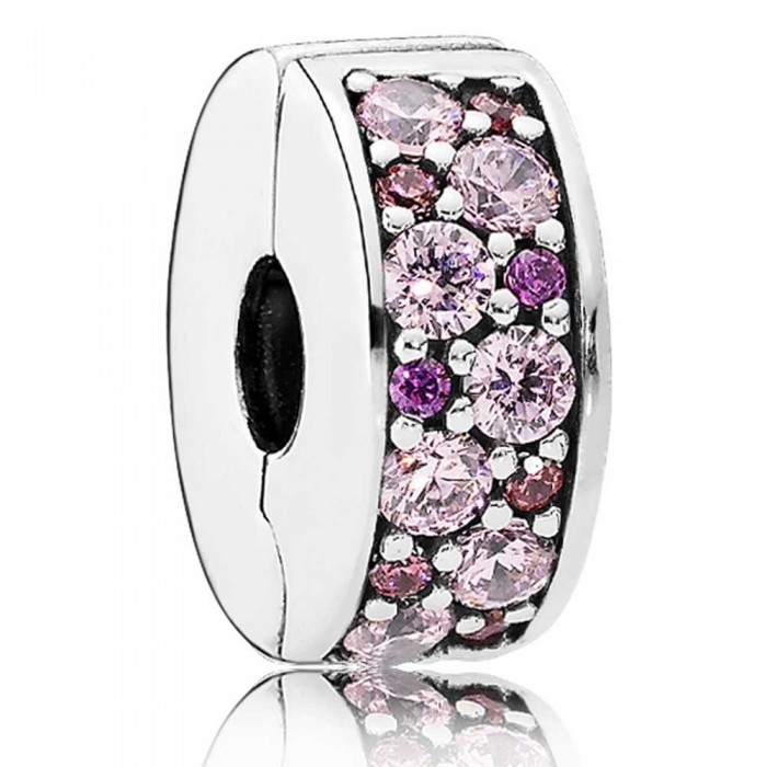 Pandora Clips Purple Mosaic Shining Elegance Cubic Zirconia Jewelry