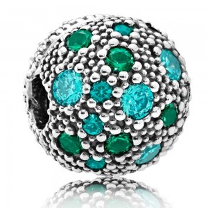 Pandora Clips Silver Green Cosmic Stars Jewelry