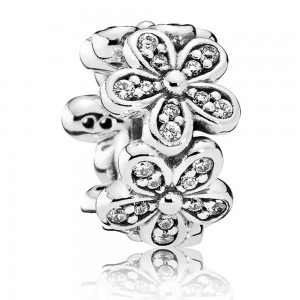 Pandora Spacers Dazzling Daisies Floral CZ Sterling Silver Jewelry