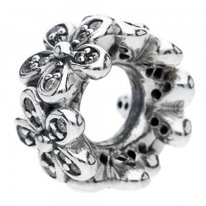 Pandora Spacers Dazzling Daisies Floral CZ Sterling Silver Jewelry