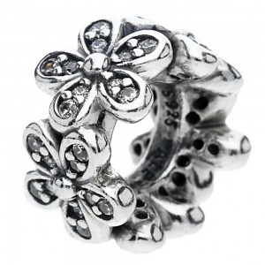 Pandora Spacers Dazzling Daisies Floral CZ Sterling Silver Jewelry