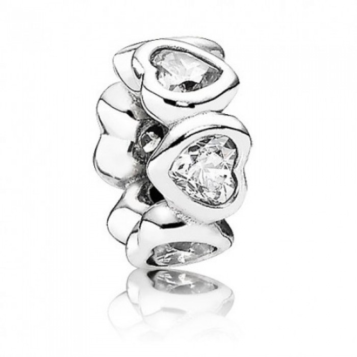 Pandora Spacers Heart Love Pave CZ Sterling Silver Jewelry