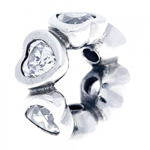 Pandora Spacers Heart Love Pave CZ Sterling Silver Jewelry