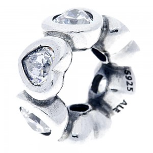 Pandora Spacers Heart Love Pave CZ Sterling Silver Jewelry