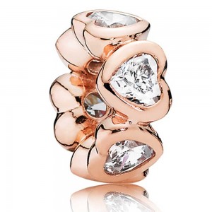 Pandora Spacers Hearts Love Rose Gold Jewelry