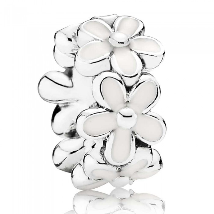 Pandora Spacers White Daisy Floral Enamel Jewelry
