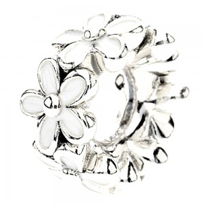 Pandora Spacers White Daisy Floral Enamel Jewelry