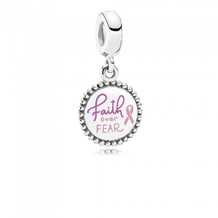 Pandora Charm Faith Over Fear Dangle Pink Enamel Jewelry