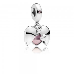 Pandora Charm Family Locket Dangle Pink Crystal Pink Enamel Jewelry