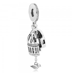 Pandora Charm Free as a Bird Dangle Clear CZ Jewelry