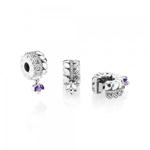 Pandora Charm Grains of Energy Clip Clear CZ Purple Enamel Jewelry