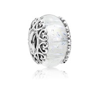 Pandora Charm Iridescent White Glass Jewelry Pandora Charm Iridescent White Glass Jewelry