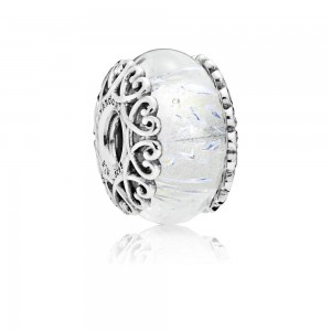 Pandora Charm Iridescent White Glass Jewelry
