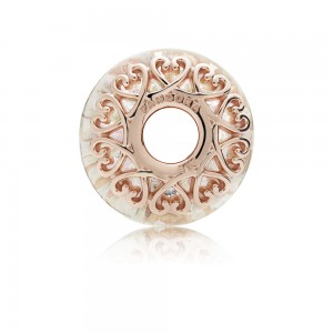 Pandora Charm Iridescent White Glass Rose Jewelry