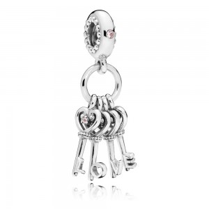 Pandora Charm Keys of Love Dangle Red CZ Multi Colored Crystals Jewelry