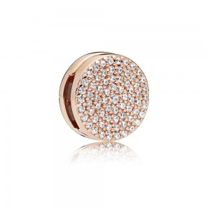 Pandora Charm Reflexions Dazzling Elegance Clip Rose Clear CZ Jewelry