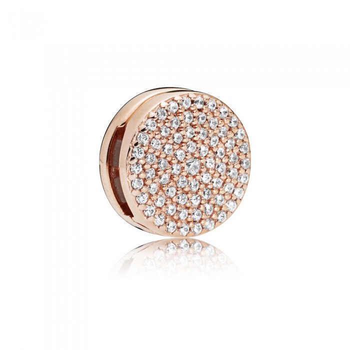 Pandora Charm Reflexions Dazzling Elegance Clip Rose Clear CZ Jewelry