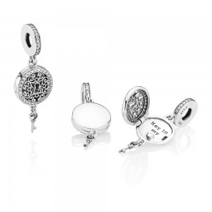 Pandora Charm Regal Love Key Dangle Clear CZ Jewelry