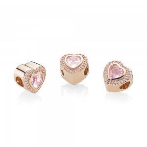 Pandora Charm Sparkling Love Rose Pink Crystal Jewelry