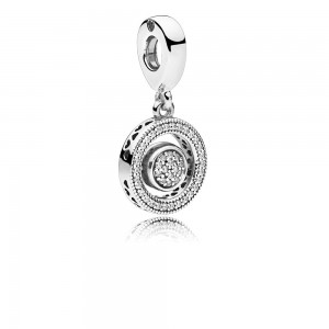 Pandora Charm Spinning Signature Dangle Clear CZ Jewelry