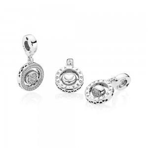 Pandora Charm Spinning Signature Dangle Clear CZ Jewelry
