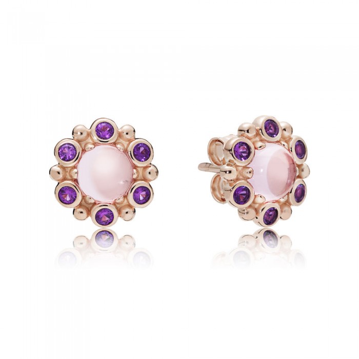 Pandora Earring Heraldic Radiance Rose Pink Purple Crystals Jewelry