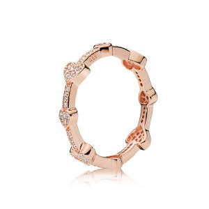 Pandora Ring Allu Hearts Rose Clear CZ Jewelry
