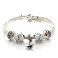 Pandora Bracelet Elegant Orchid Floral Complete Leather Jewelry Pandora Bracelet Elegant Orchid Floral Complete Leather Jewelry