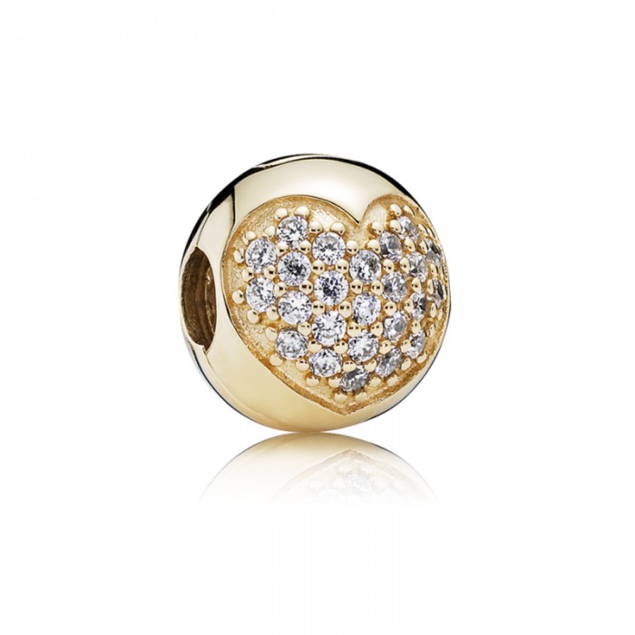 Pandora Charm Love My Life Clip Clear CZ 14K Gold Jewelry Sale