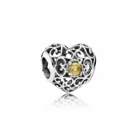 Pandora Charm November Signature Heart Citrine Jewelry Pandora Charm November Signature Heart Citrine Jewelry