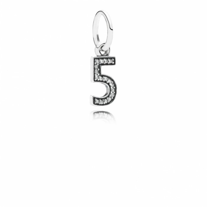 Pandora Charm Number 5 Dangle Clear CZ Jewelry
