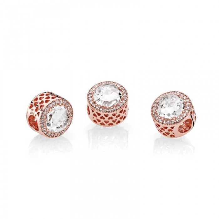Pandora Charm Radiant Hearts Rose Clear CZ Jewelry