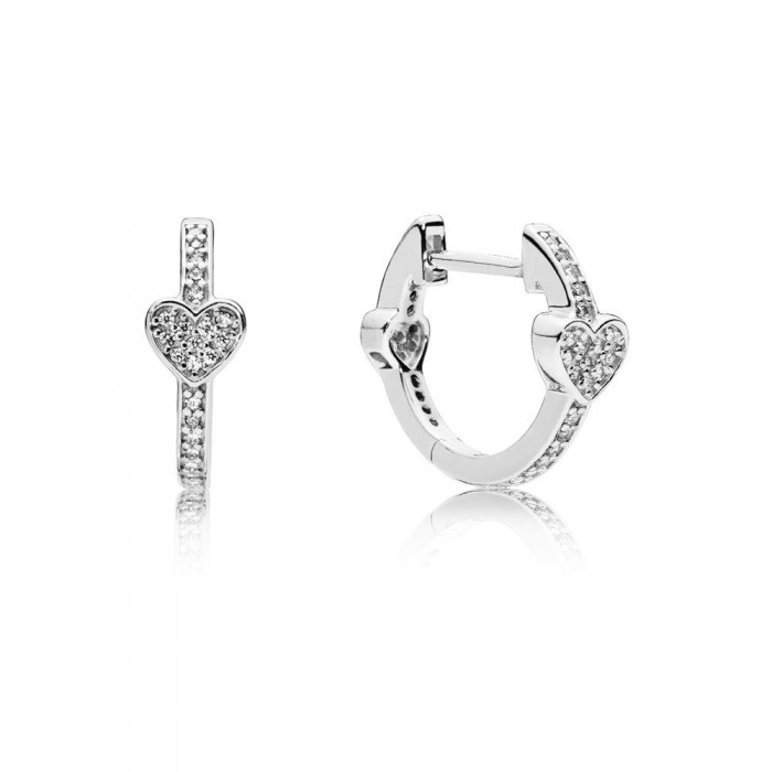Pandora Earring Allu Hearts Hoop Clear CZ Jewelry